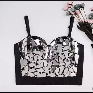 Beaded Crystal Rhinestone Corset Bustier SMALL 36
